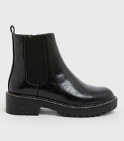 New Look Black Leather-Look Chunky Chelsea Boots